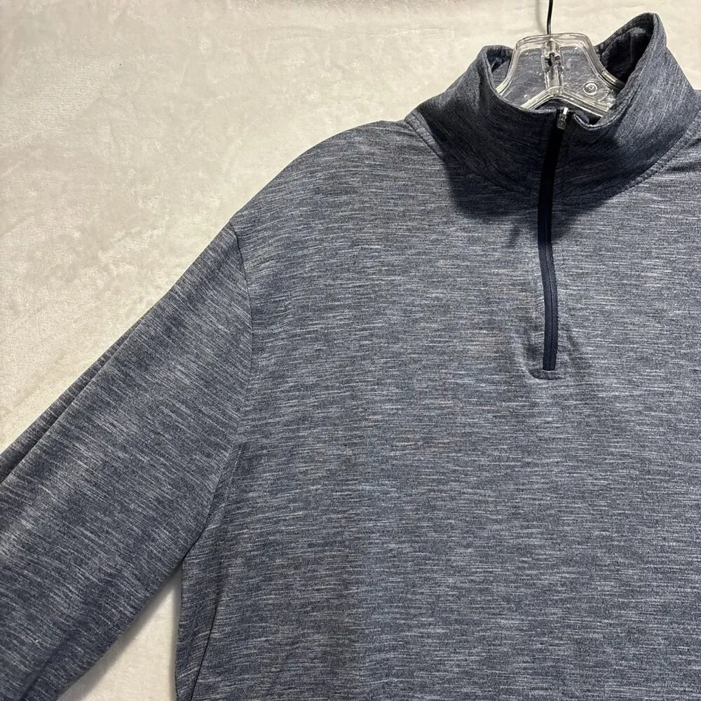 J Crew Performance 1/4 Zip Shirt Navy Heather Long Sleeve Pullover Men's Large